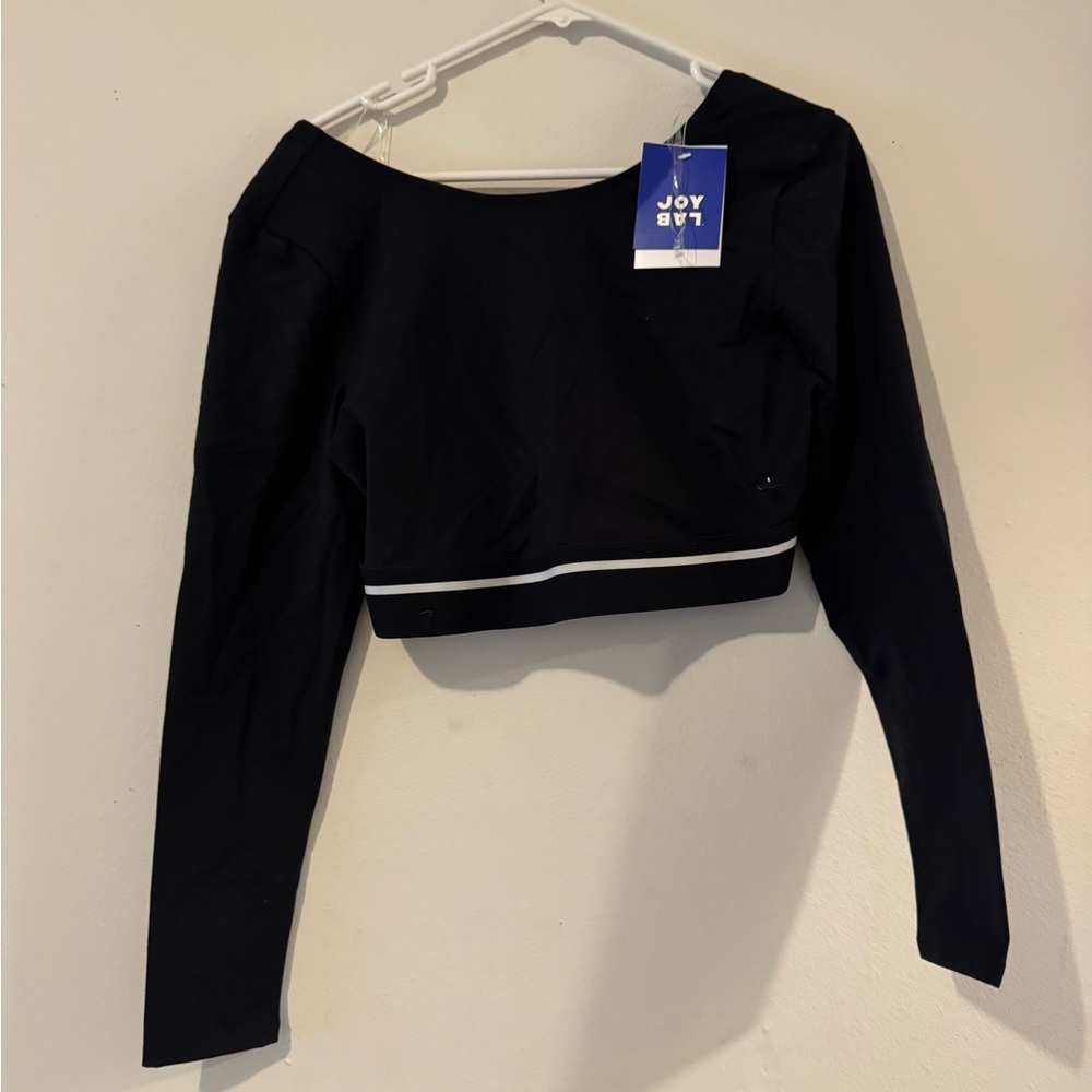 JoyLab Women's Black Long Sleeve Crop Top